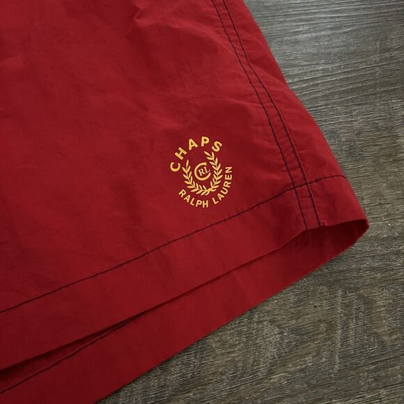 Vintage Chaps Ralph Lauren Swim Trunks Adult XL Blue Red Swimsuit Shorts Logo - Picture 3 of 5